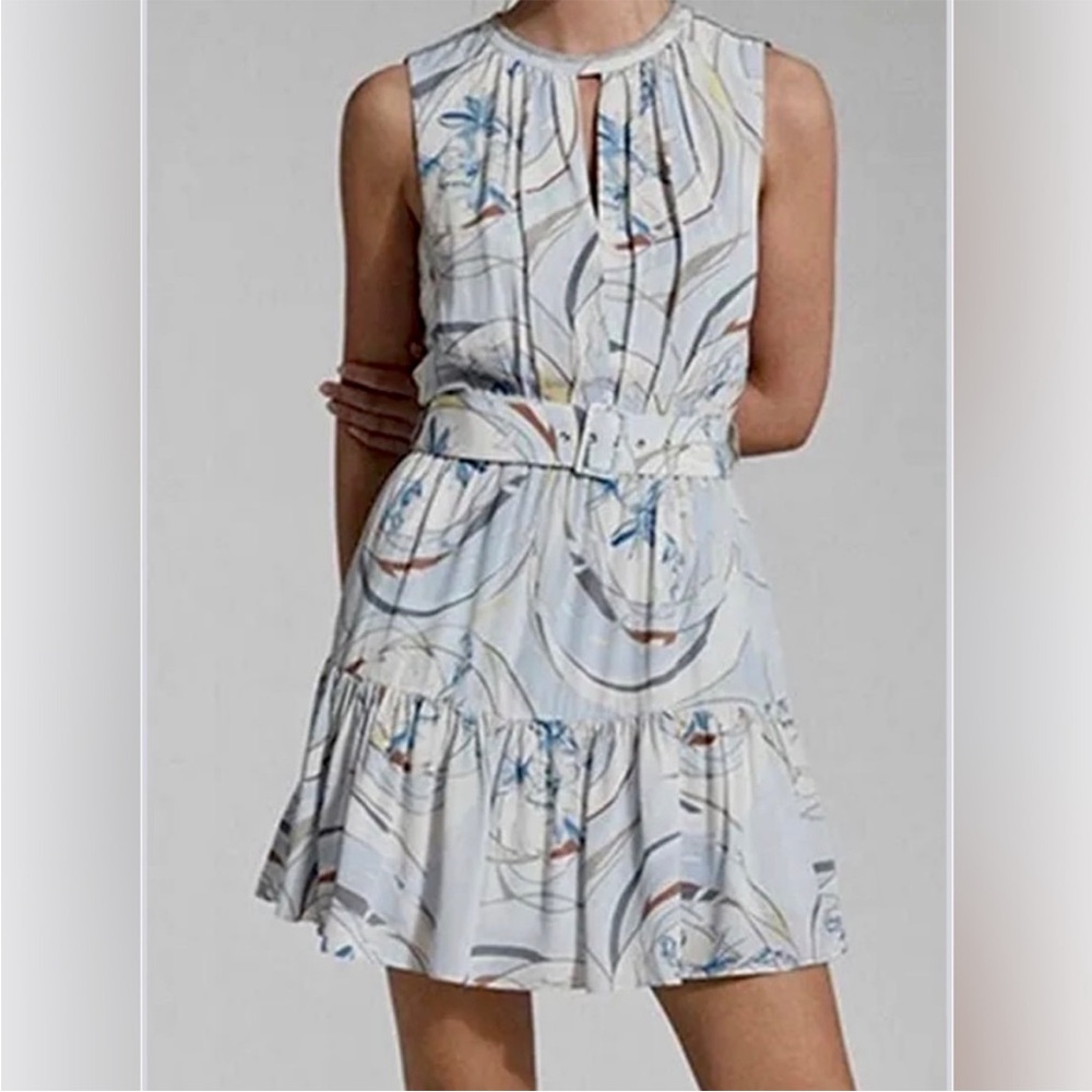 Reiss Vienna Dress size 6 nwot above knees blue belted